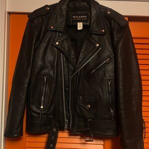 Wilson Classic Black Leather Biker Jacket